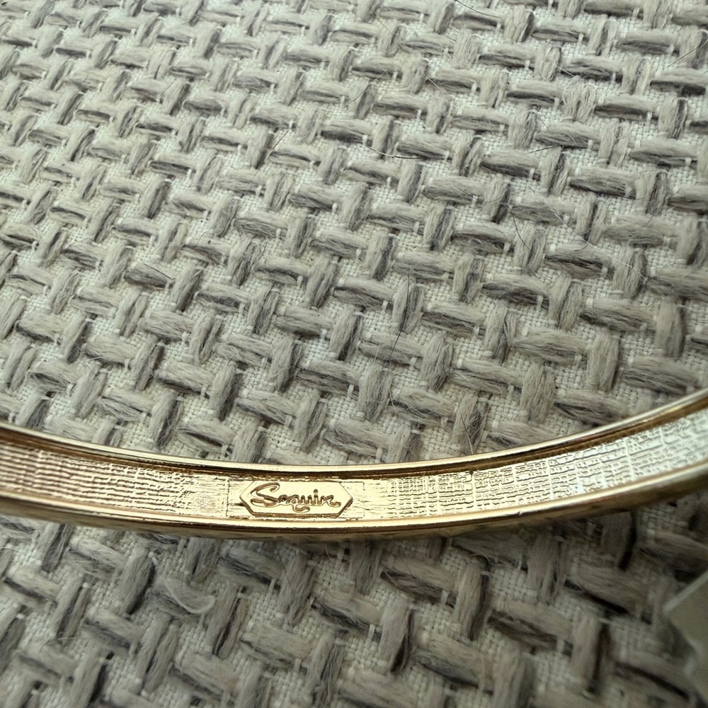 SEQUIN BLUE GOLD CRYSTAL LIKE CLEAR STONES BANGLE - Picture 6 of 6